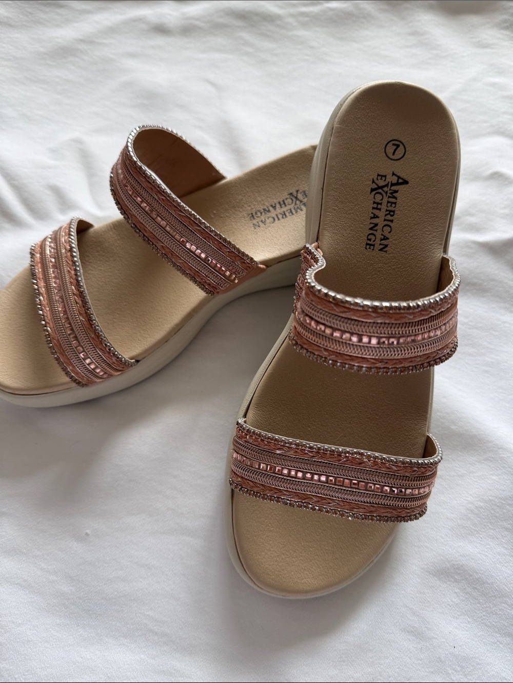 American Exchange Women's Rose Gold Embellished Slide Clogs